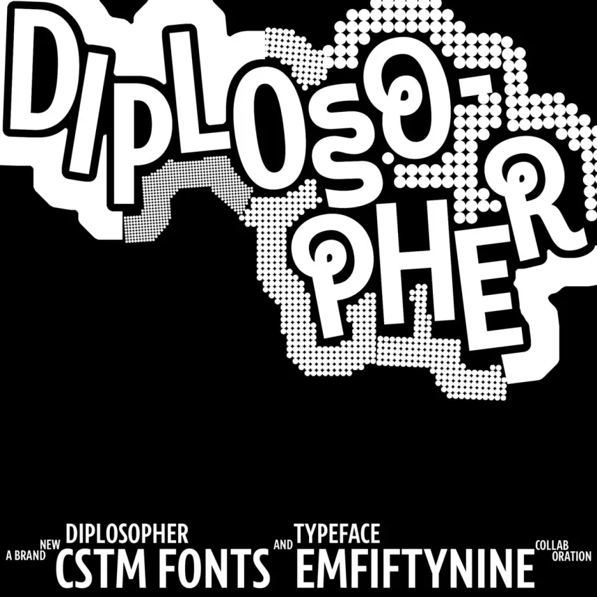 ภาพตัวอย่างฟอนต์ Diplosopher ของ CSTM Fonts และ M59