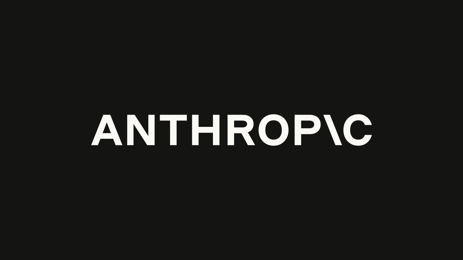 โลโก้ Anthropic ตัวหนังสือสีขาวบนพื้นดำ ตัว I ถูกแทนด้วยเส้นเอียง