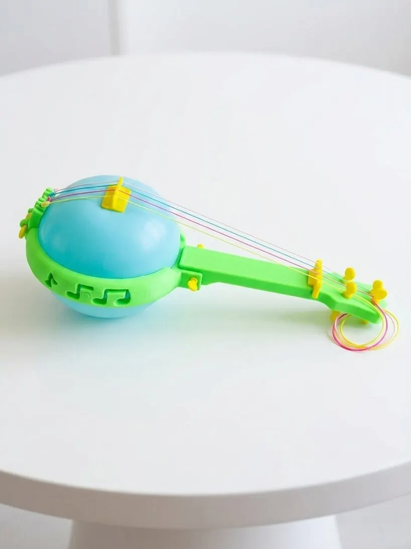 ชิ้นส่วนพิมพ์สามมิติของ Balloon Banjo ทั้งคอ ลูกบิด และสะพานสาย