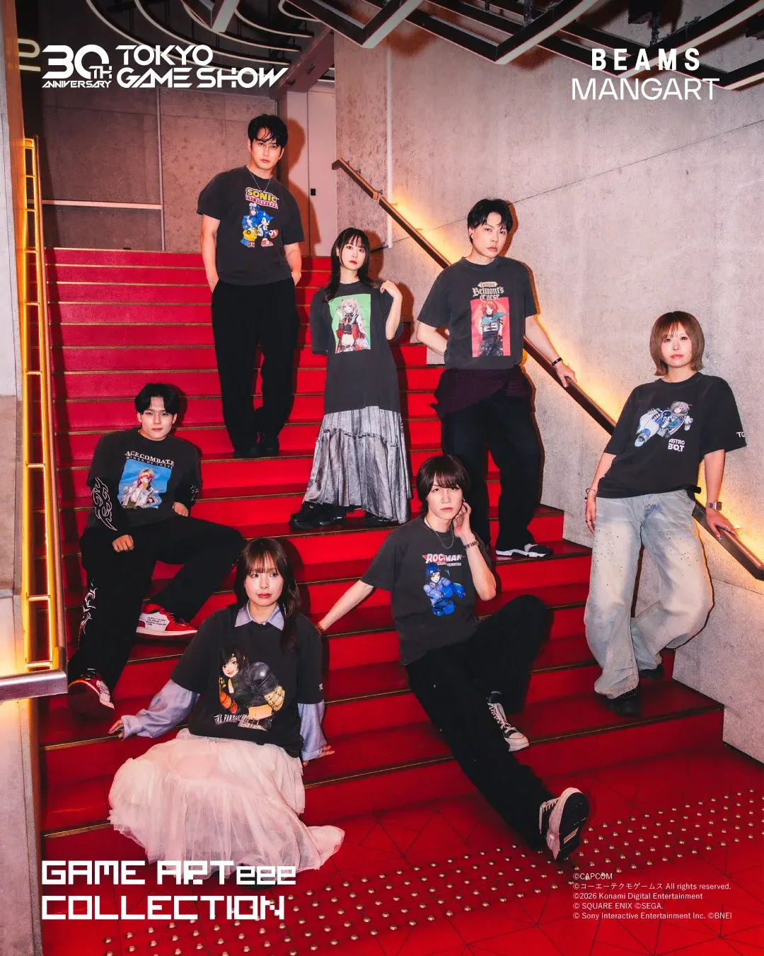 คีย์วิชวลของคอลเล็กชันเสื้อยืด GAME ARTeee COLLECTION จาก Tokyo Game Show 2026 และ BEAMS