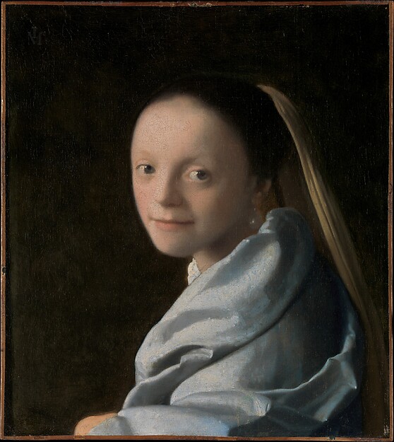 ภาพวาด Study of a Young Woman ของ Vermeer หญิงสาวหันหน้ามามองจากพื้นหลังมืด