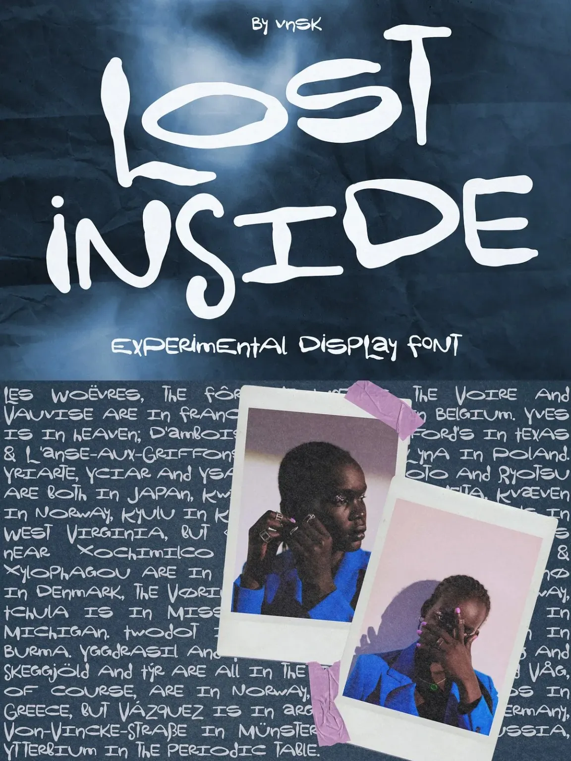 งานนำเสนอรูปตัวอักษร Lost Inside จากหน้าผลงานของผู้ออกแบบ