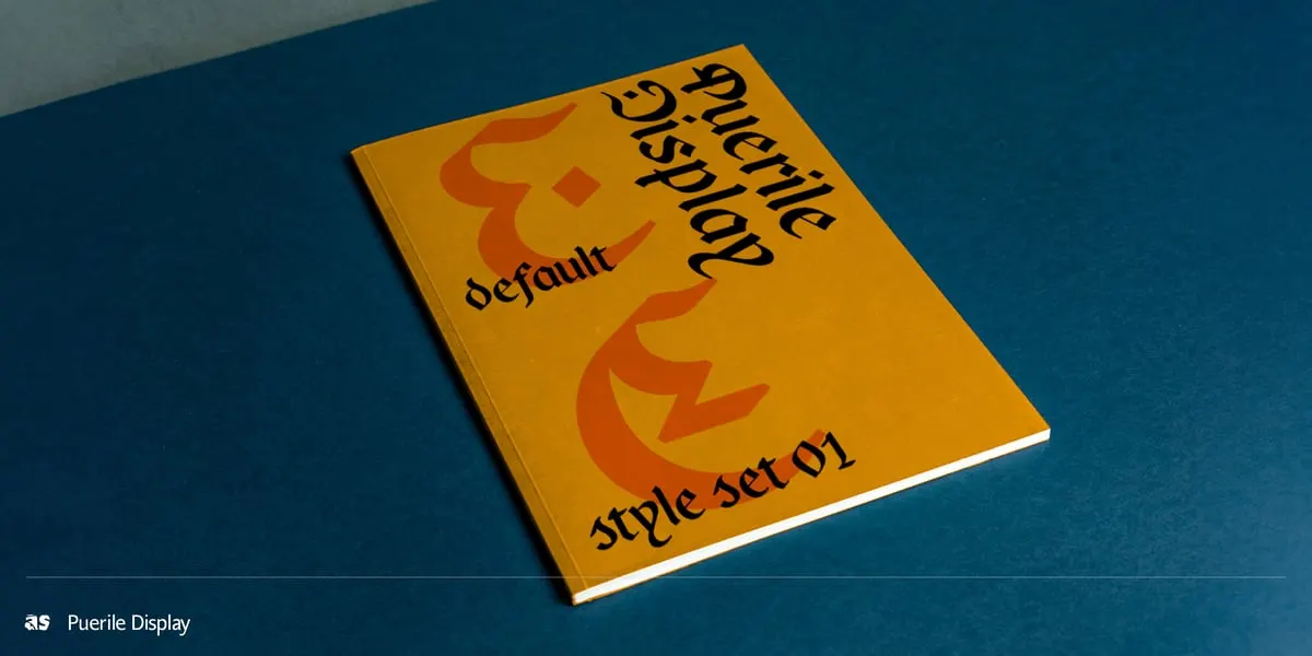 ปกหนังสือสเปซิเมนสีส้มเปรียบเทียบตัวอักษรชุดปกติกับ style set 01