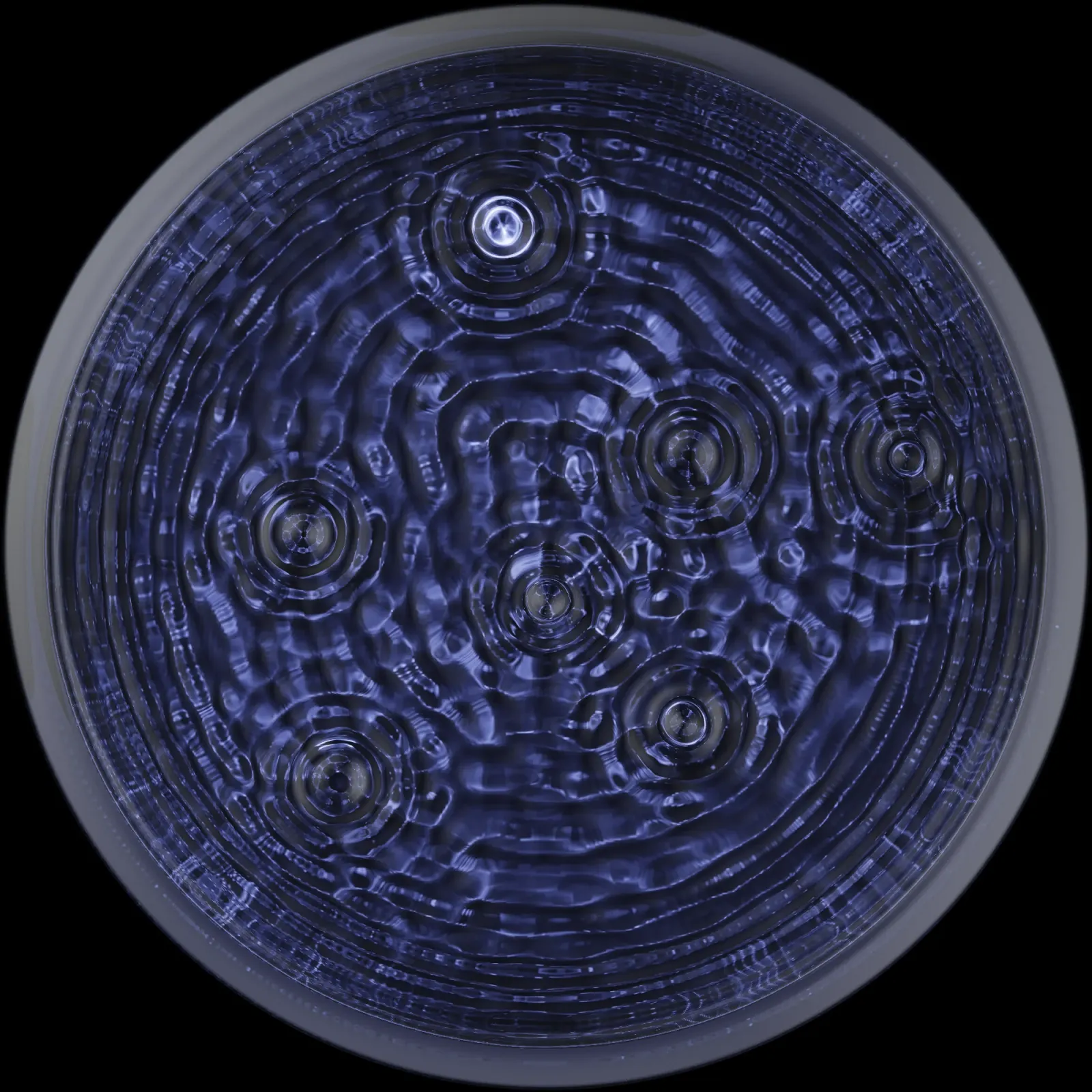ภาพเรนเดอร์ผิวน้ำแบบลำธารในแสงขาวดำของ Cymatics of Life