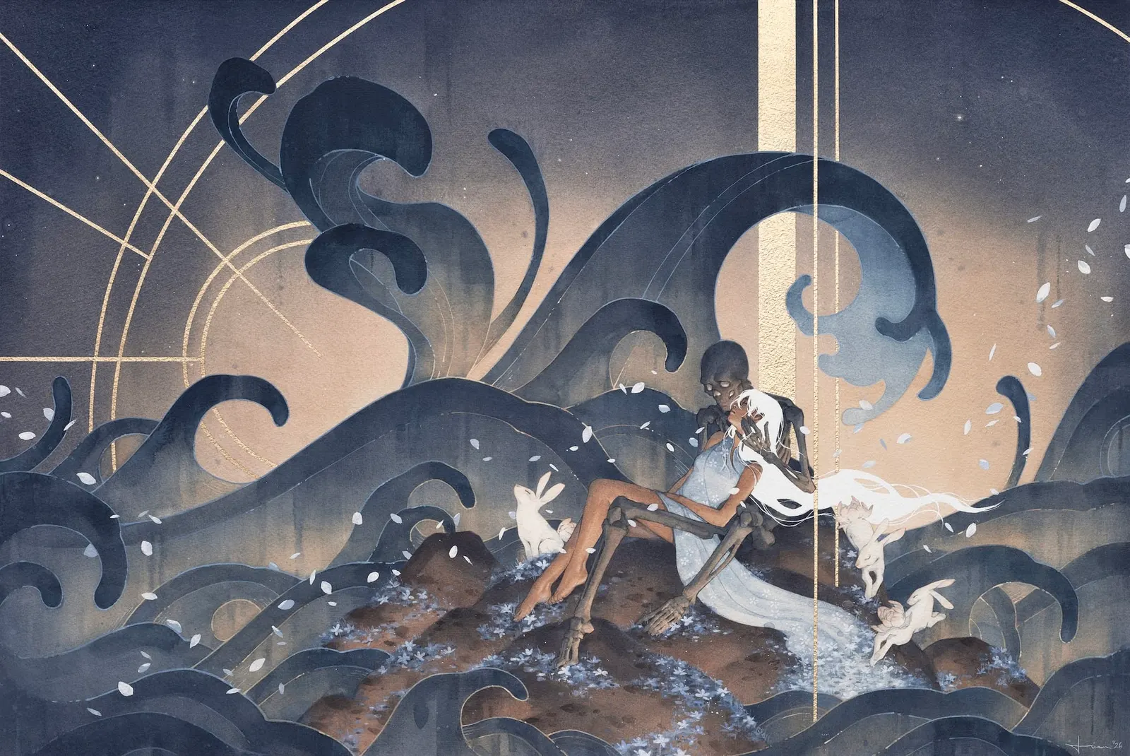 ผลงานสีน้ำอีกชิ้นของ kelogsloops ในชุด Love Death and All Her Friends