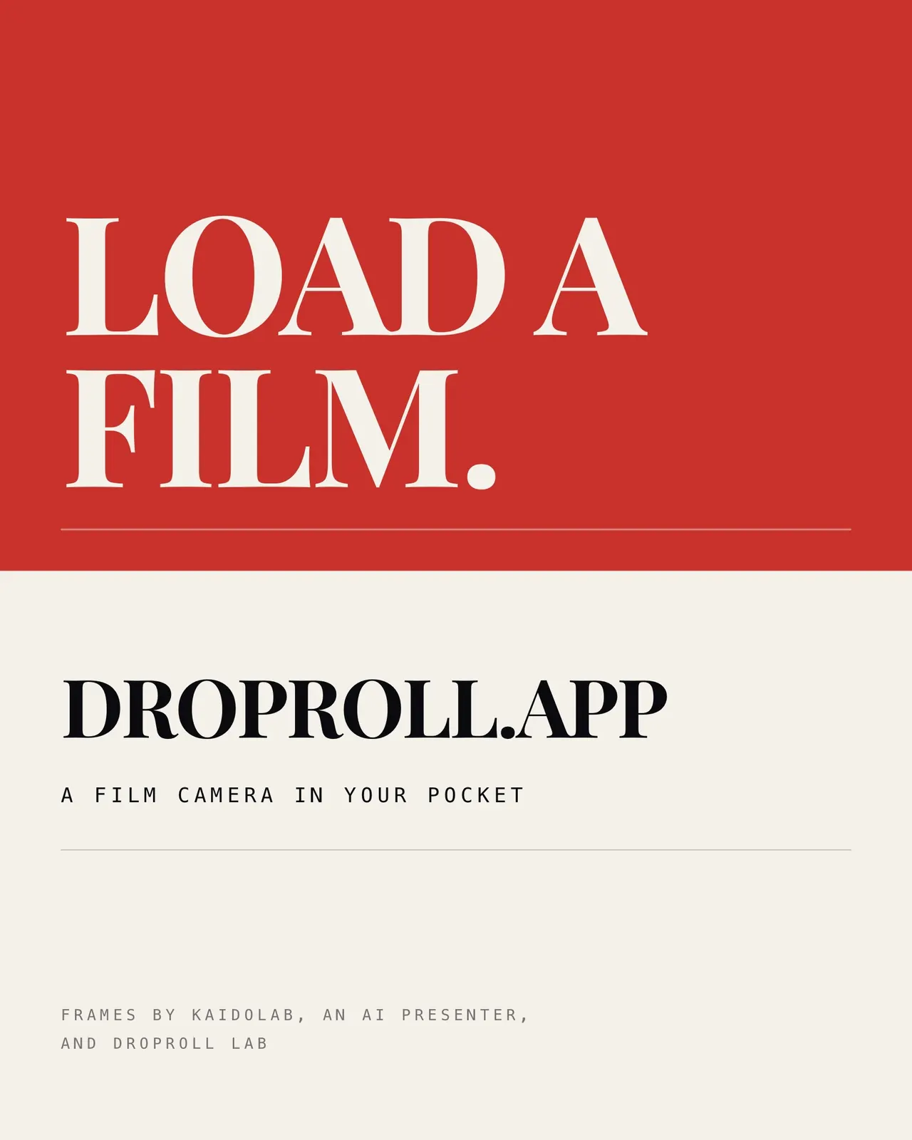 สไลด์ปิดท้าย บล็อกสีแดง LOAD A FILM ครึ่งบน ครึ่งล่างเป็นพื้นกระดาษ มีชื่อเว็บ