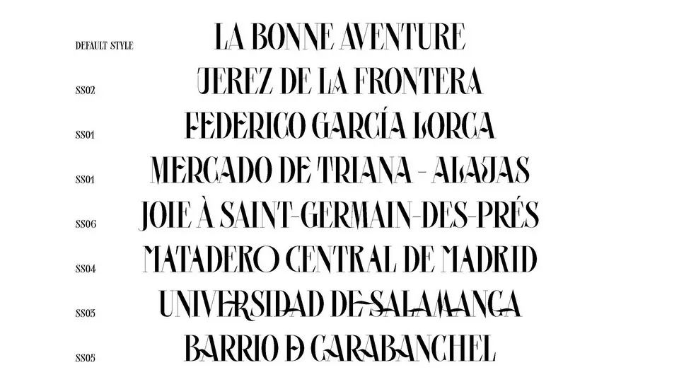 ตัวอย่างตัวพิมพ์ Picaflor ในชุดแนะนำฟอนต์ของ Ariel Martín Pérez