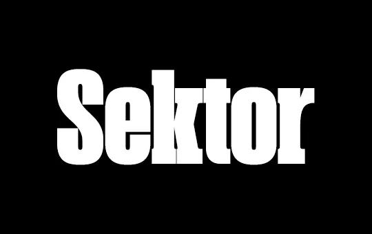 คำว่า Sektor เรียงด้วยฟอนต์ Sektor สีขาวบนพื้นดำ