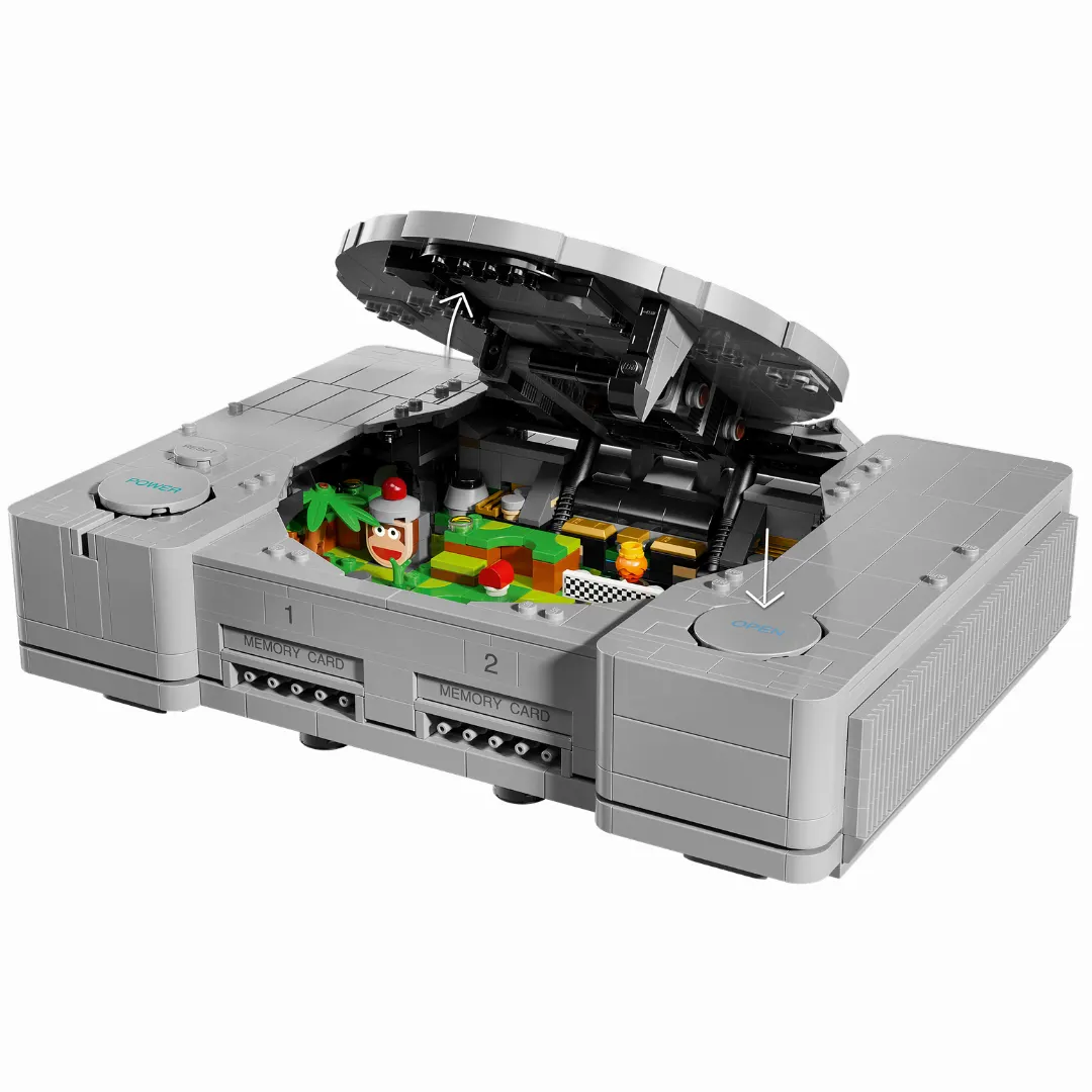 ชุด LEGO PlayStation เปิดฝาออก เห็นช่องเก็บไดโอรามาข้างใน
