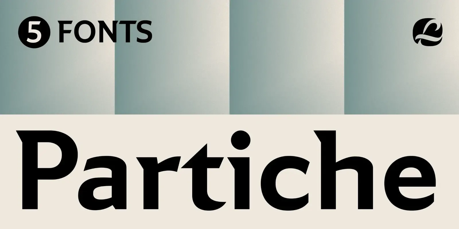 ตัวอย่างฟอนต์ Partiche แสดงคำว่า Partiche ตัวหนาบนพื้นครีม