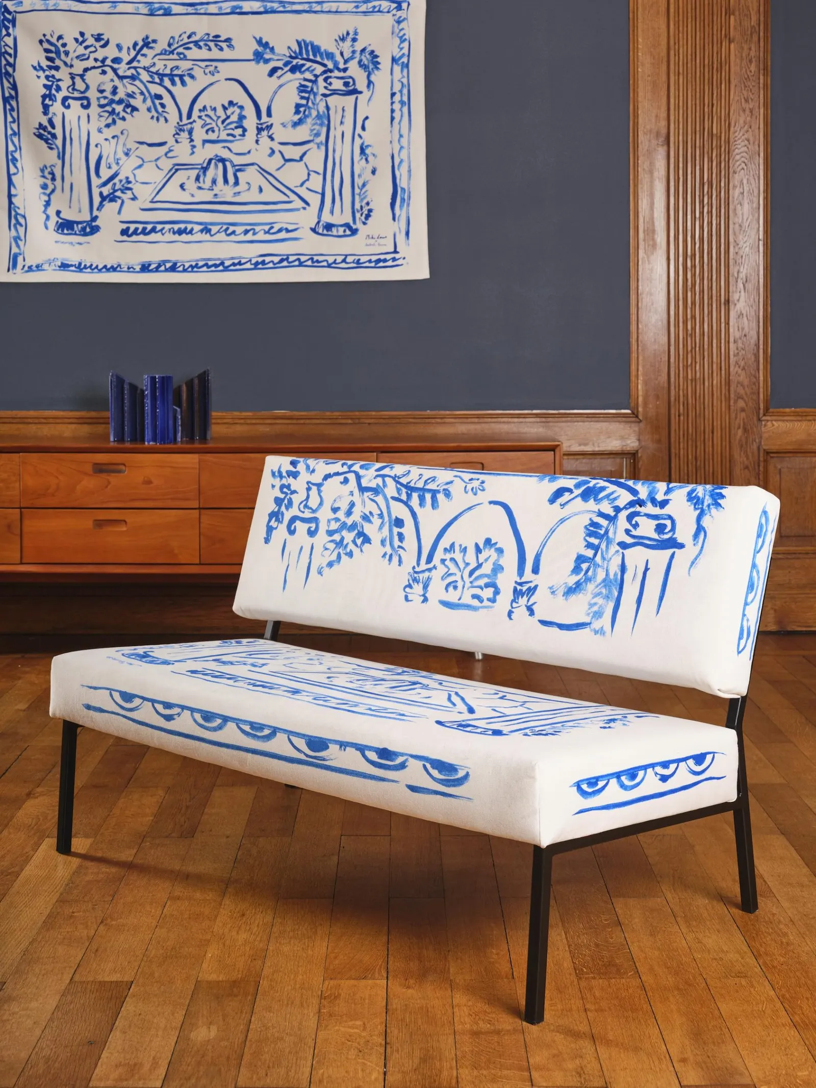 Babel Brune x Miki Lowe furniture collection — Blue Era bench