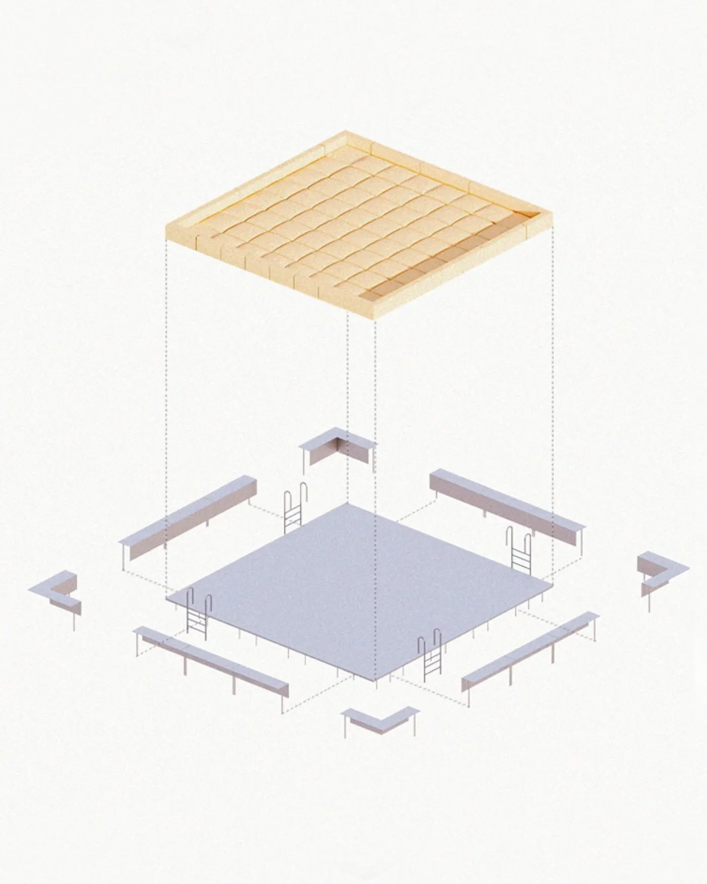 Vipp x Mesura conversation pit render with Loft sofa