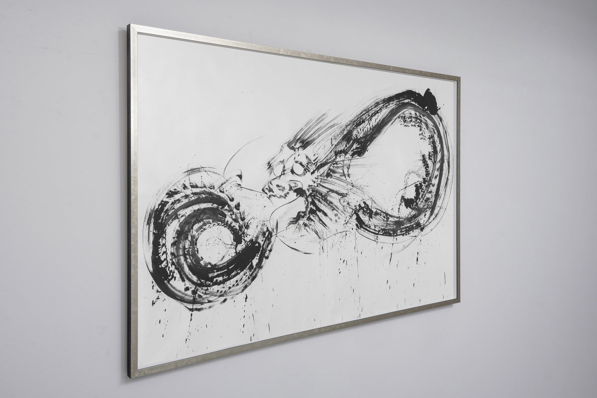 ภาพวาดหมึกดำรูปมังกร ผลงาน 無限龍 ของ Yuki Nishimoto