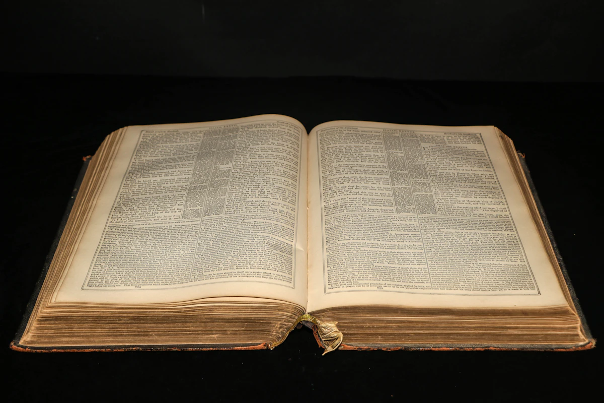 หน้าหนังสือที่เปิดอยู่ เรียงด้วยตัวอักษรเซริฟ
