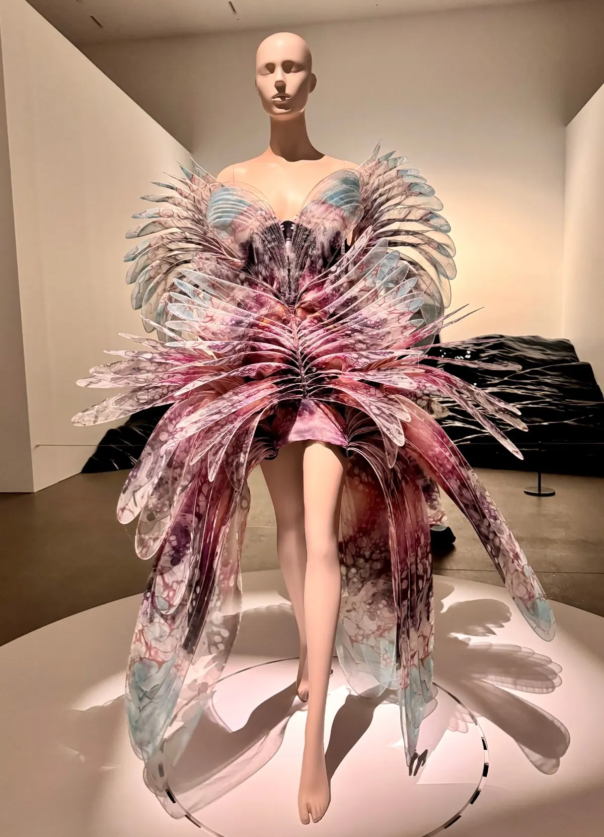 Iris van Herpen sculptural haute couture dress at Sculpting the Senses exhibition