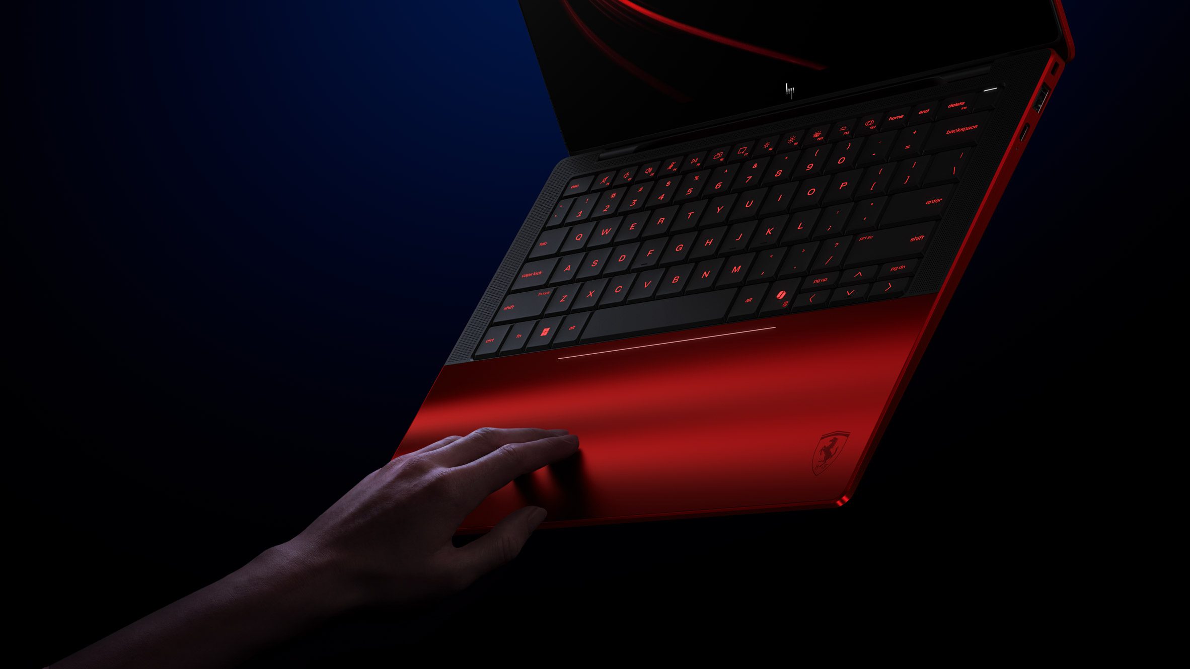 HP Scuderia Ferrari AI PC แป้นพิมพ์และ trackpad แบบไร้ขอบ