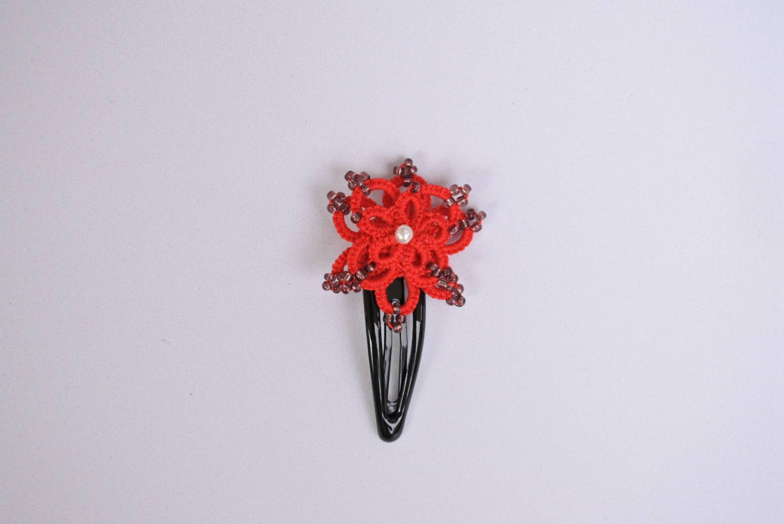 Tatting Hair Clip with beads (Handmade 100%)