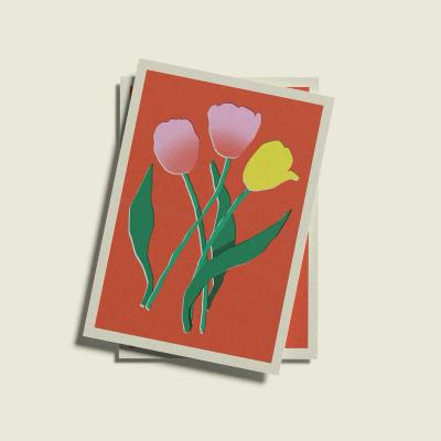 Postcard “Tulipa” – Floral Childlike Art by Naive Flora Tattoo