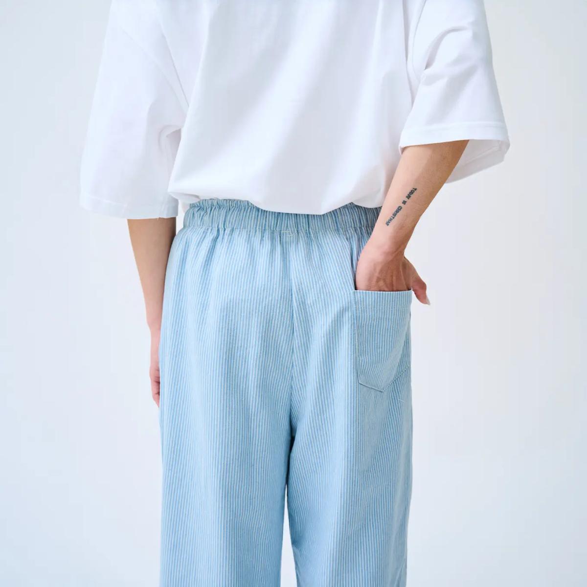 Inspo Gone Subtle Stripes Trousers – Light Blue รูปที่ 3