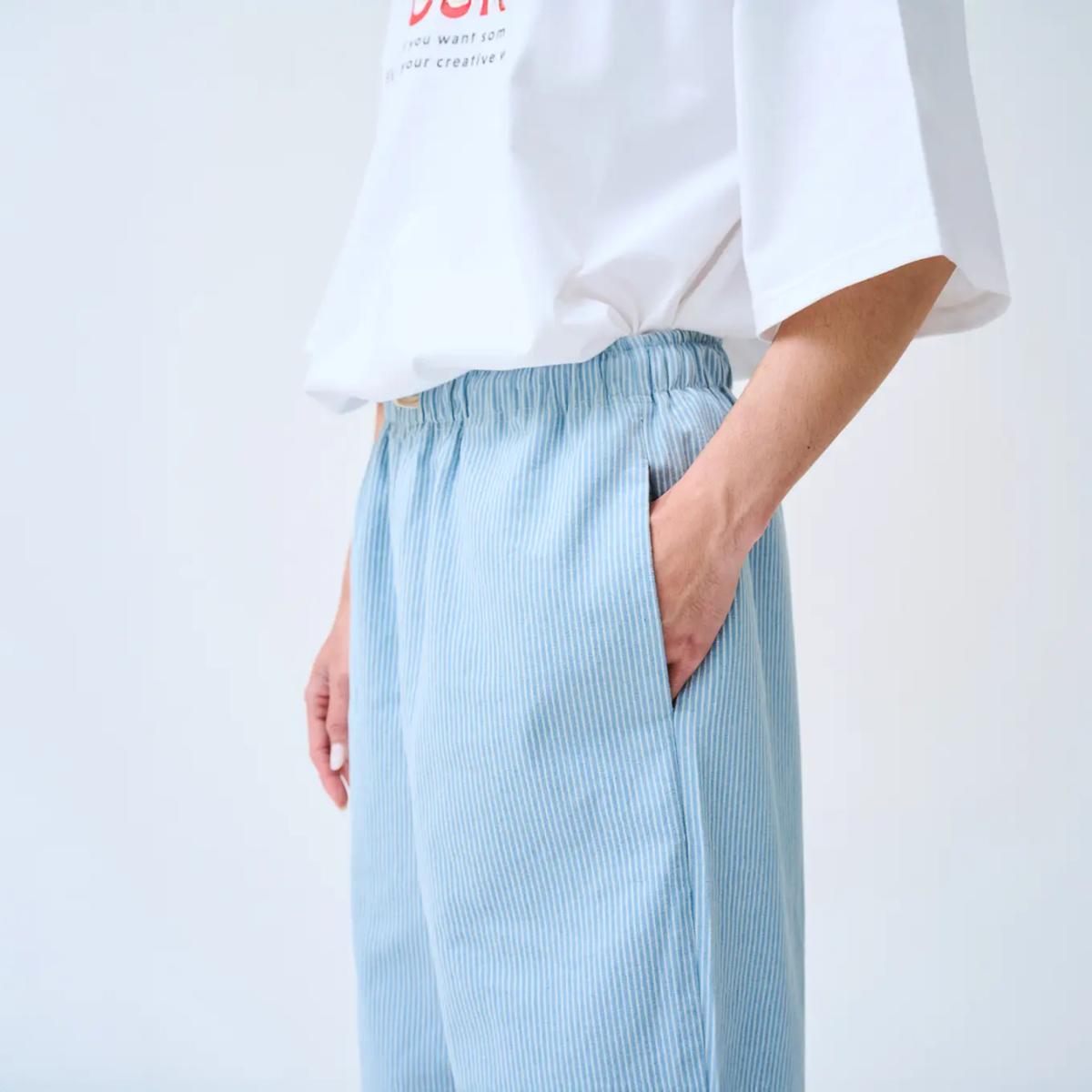 Inspo Gone Subtle Stripes Trousers – Light Blue รูปที่ 2
