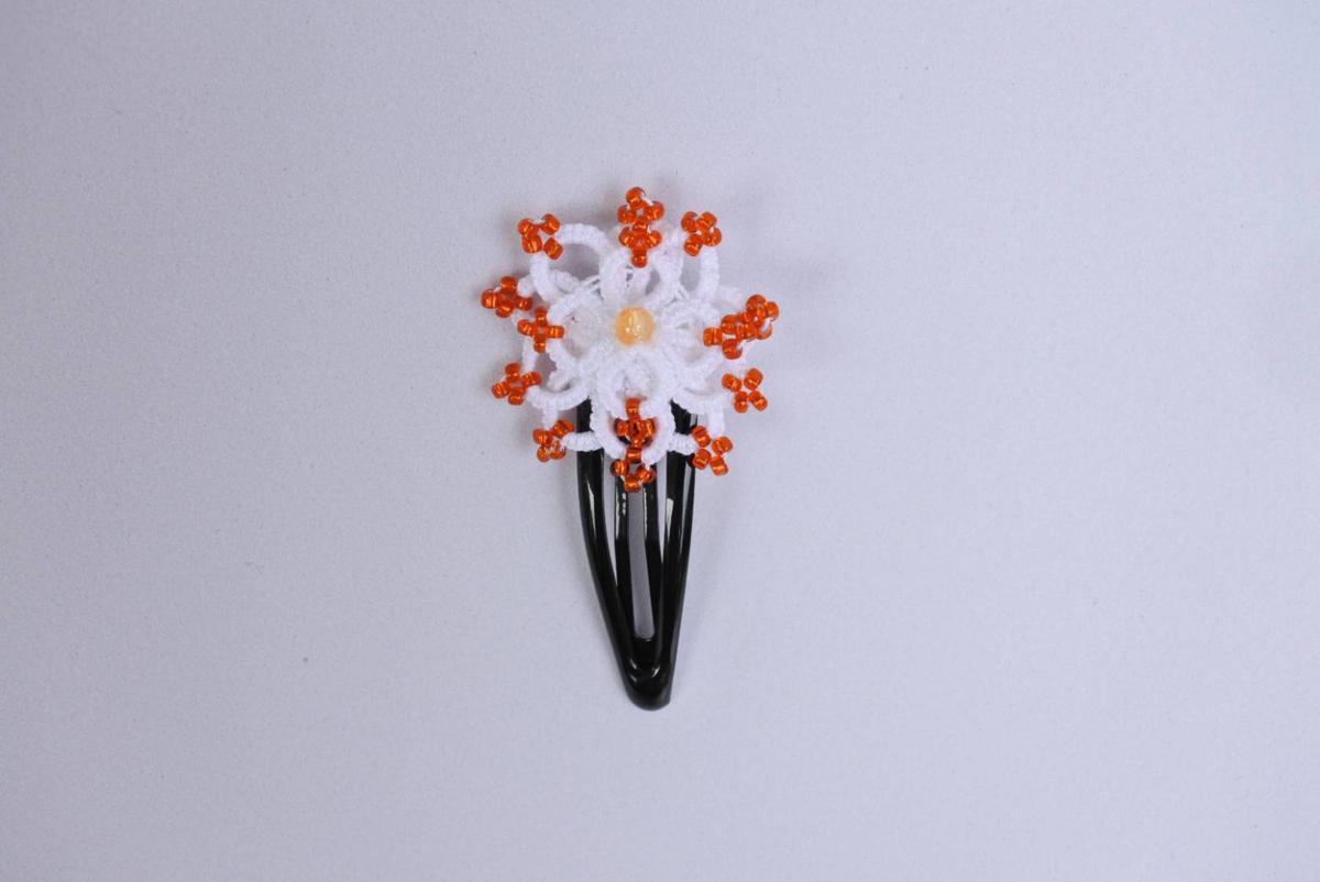 Tatting Hair Clip with beads (Handmade 100%)