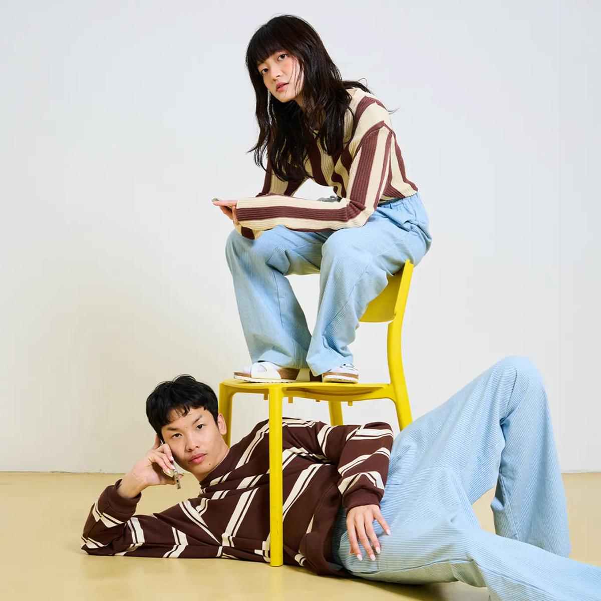 Inspo Gone Subtle Stripes Trousers – Light Blue รูปที่ 7