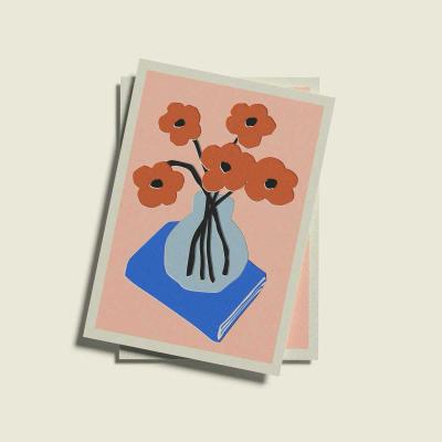 Postcard “Flower Vase” – Floral Childlike Art by Naive Flora Tattoo