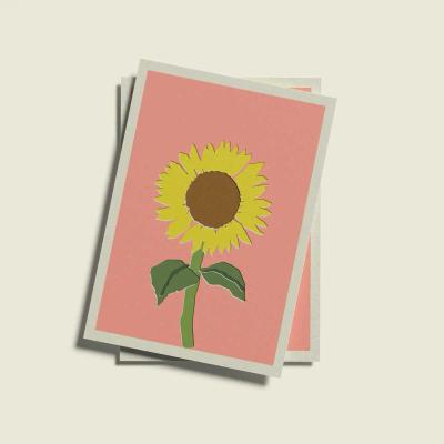 Postcard “sunflower” – Floral Childlike Art by Naive Flora Tattoo