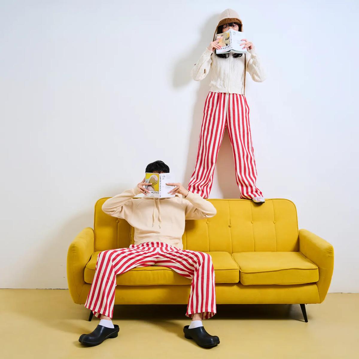 Large Striped Trousers – Red and White รูปที่ 8